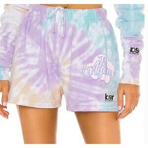 NEW Samii Ryan TRY AGAIN Aqua and Purple Sweatshorts Shorts